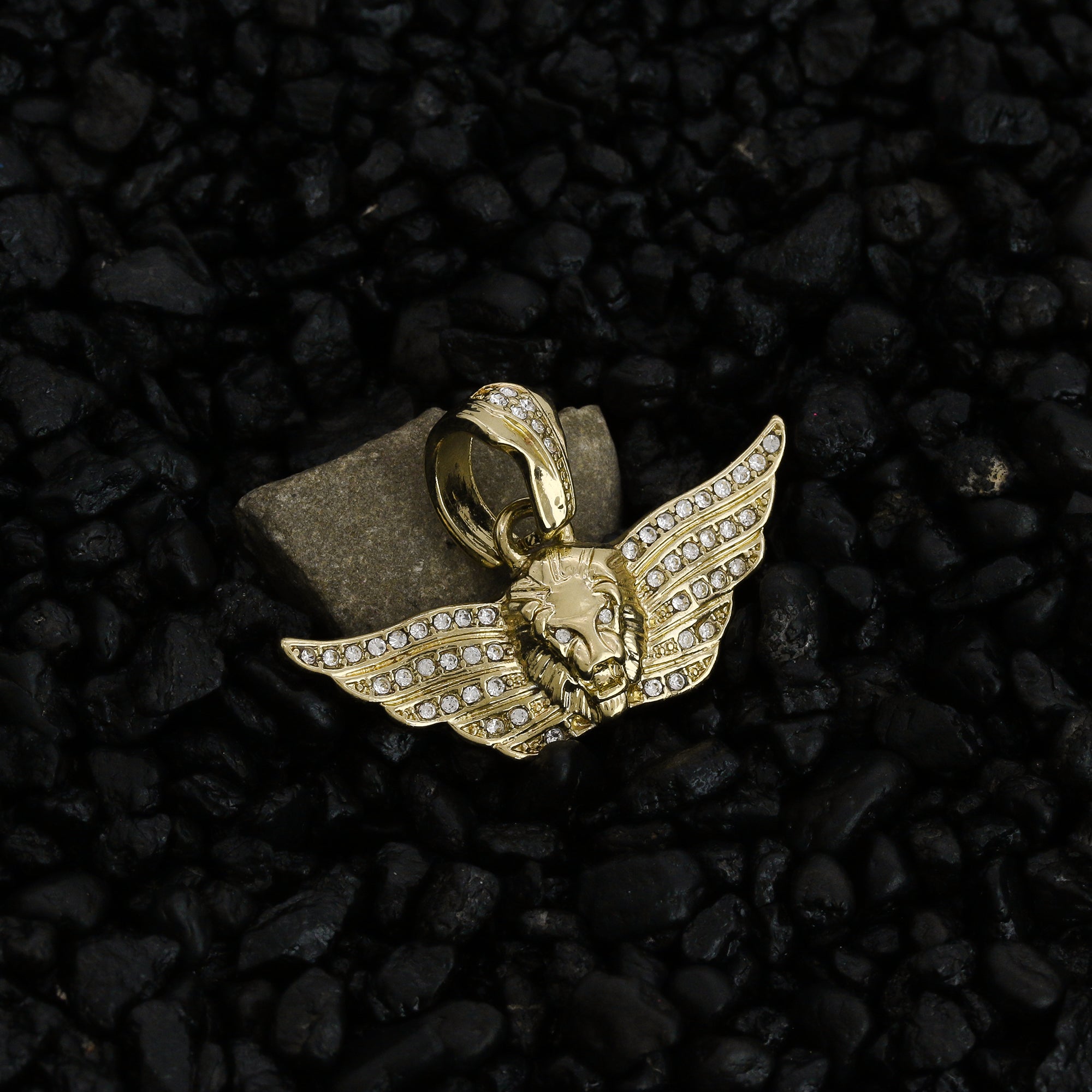 Winged Lion Face Pendant Rope Chain Men's Hip Hop 18k Cz Jewelry Necklace Choker