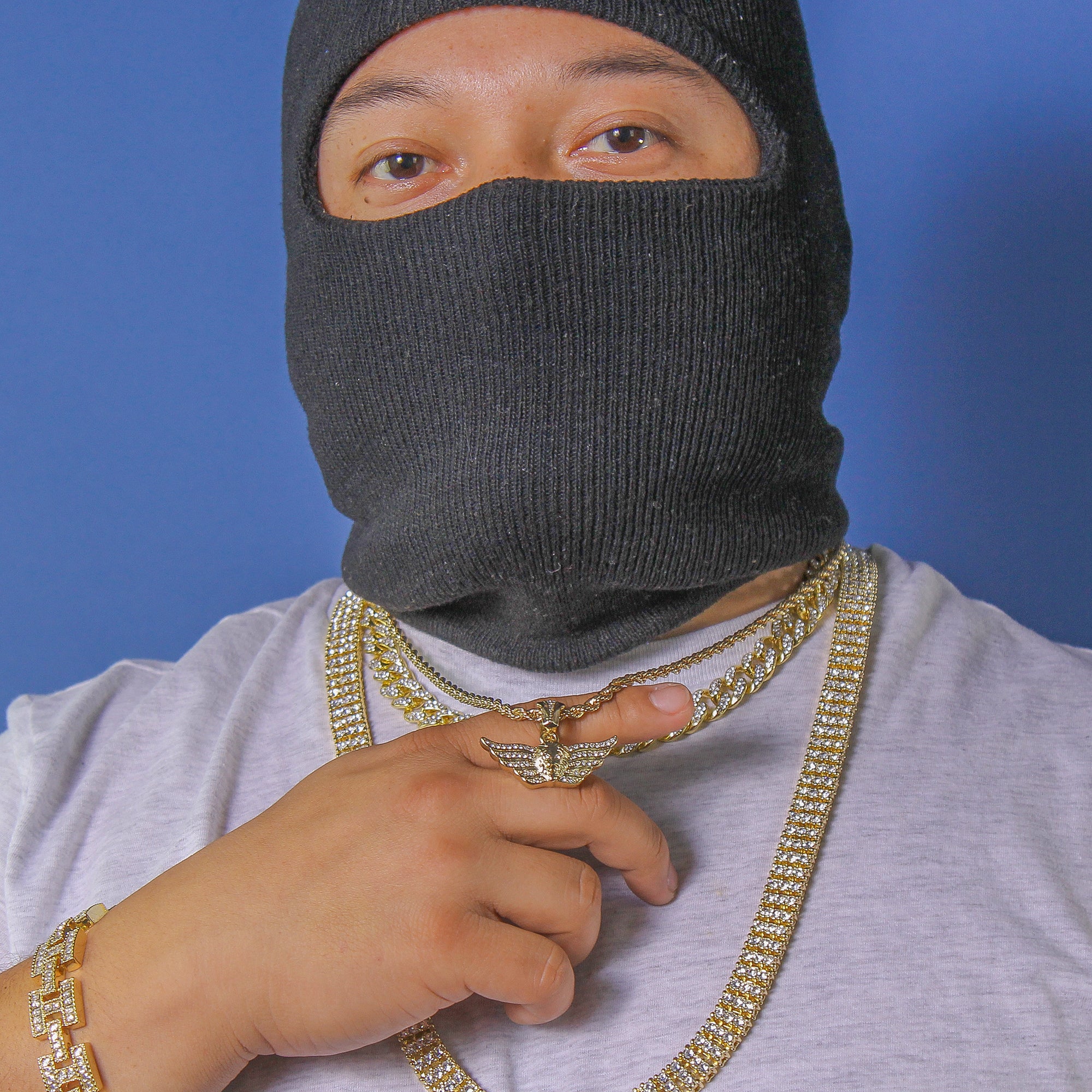 Winged Lion Face Pendant Rope Chain Men's Hip Hop 18k Cz Jewelry Necklace Choker