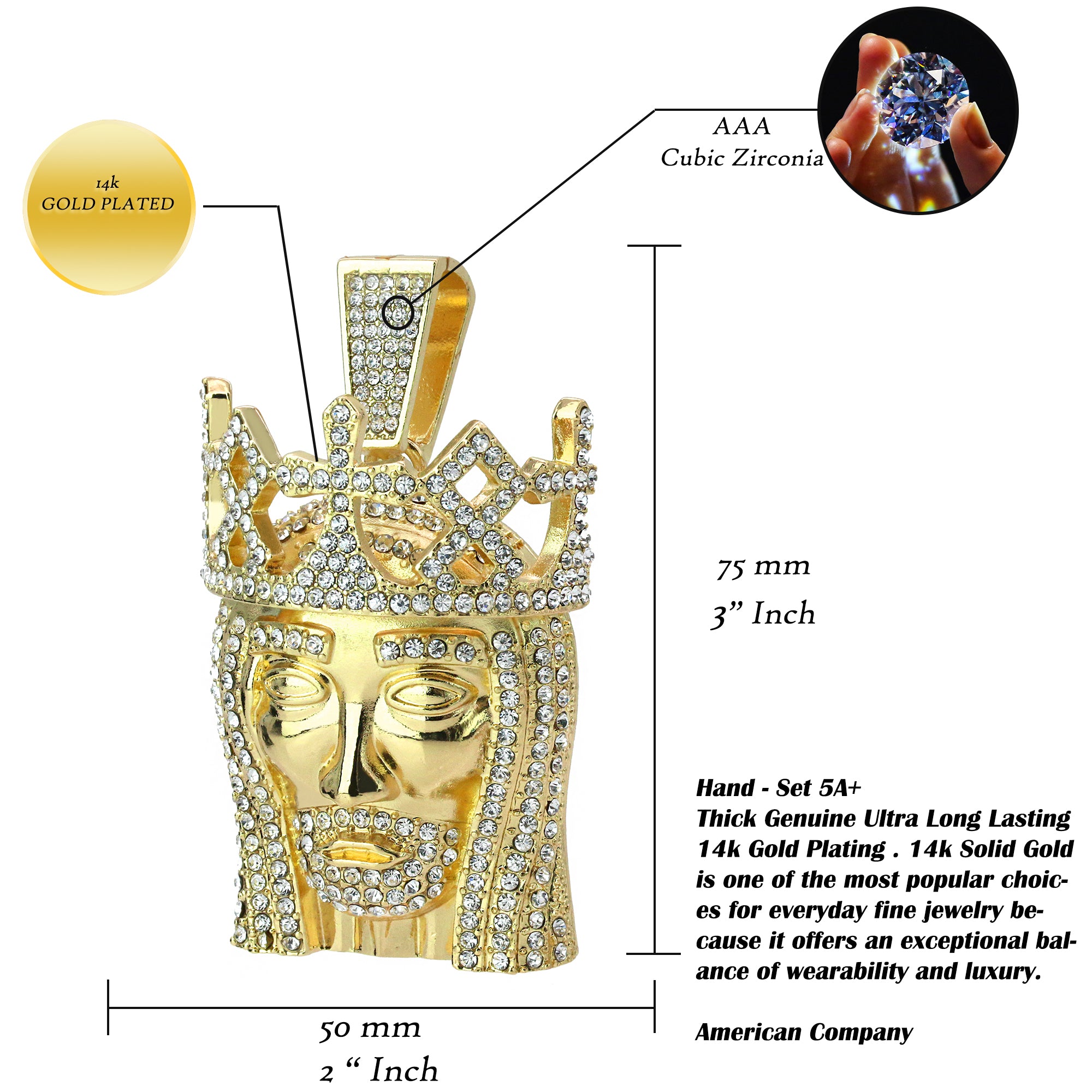 Gold Cross Jesus Pendant Necklace – 10mm Miami Cuban Link Chain (30")