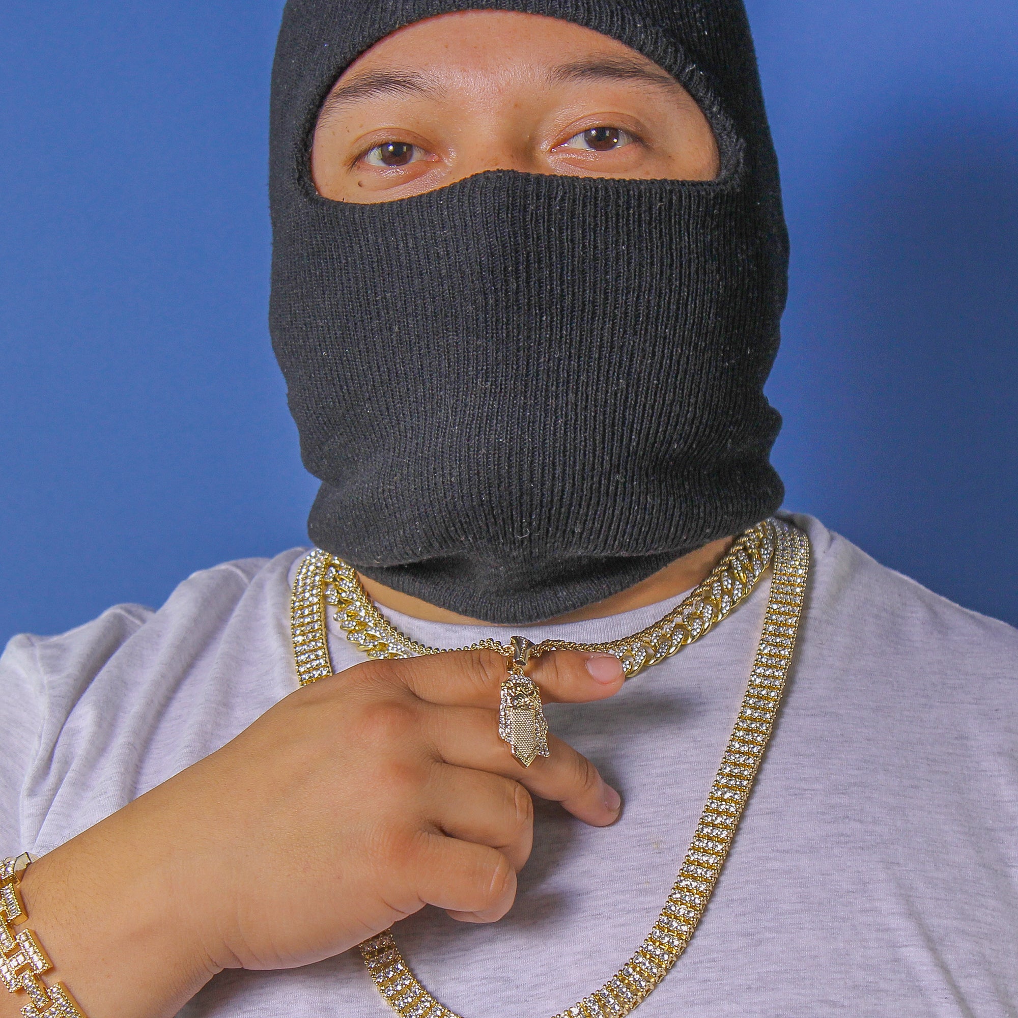 Masked Jesus Pendant Rope Chain Men's Hip Hop 18k Cz Jewelry Necklace Choker