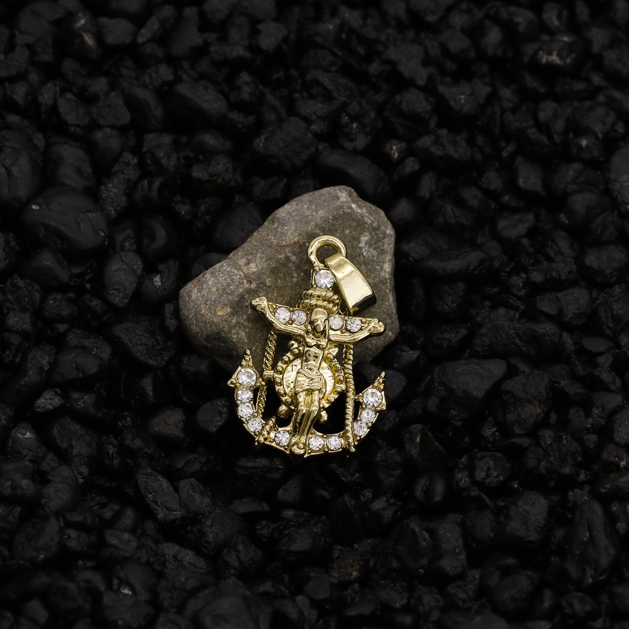 Micro Cz Jesus Anchor Pendant Rope Chain Men's Hip Hop 18k Cz Jewelry Necklace Choker