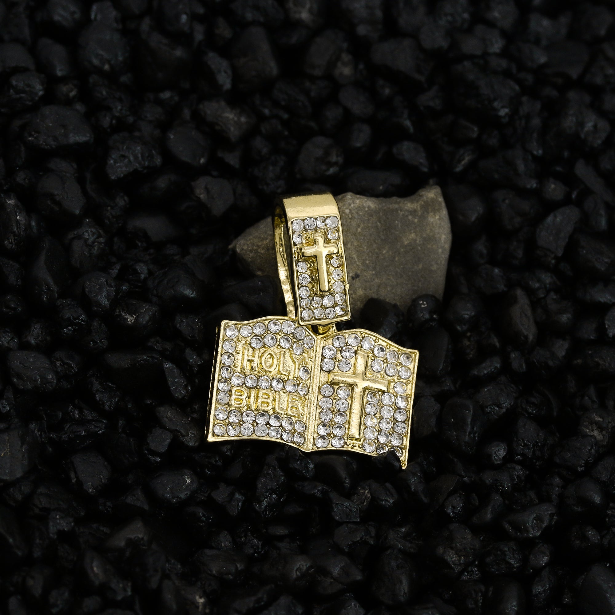 Micro Holy Bible Pendant Rope Chain Men's Hip Hop 18k Cz Jewelry Necklace Choker