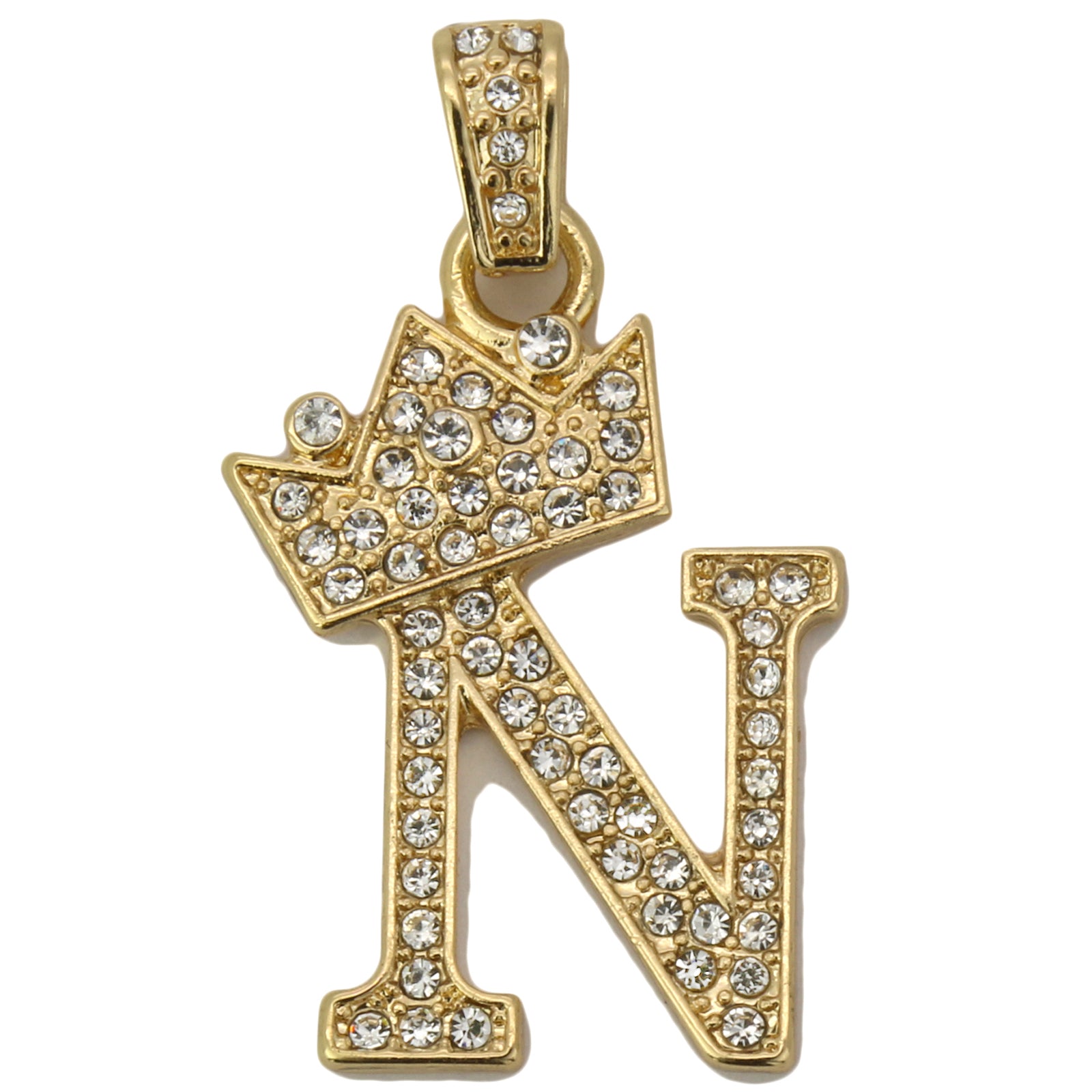CUBAN CHAIN ALPHABET PENDANT CROWN MINI A-Z