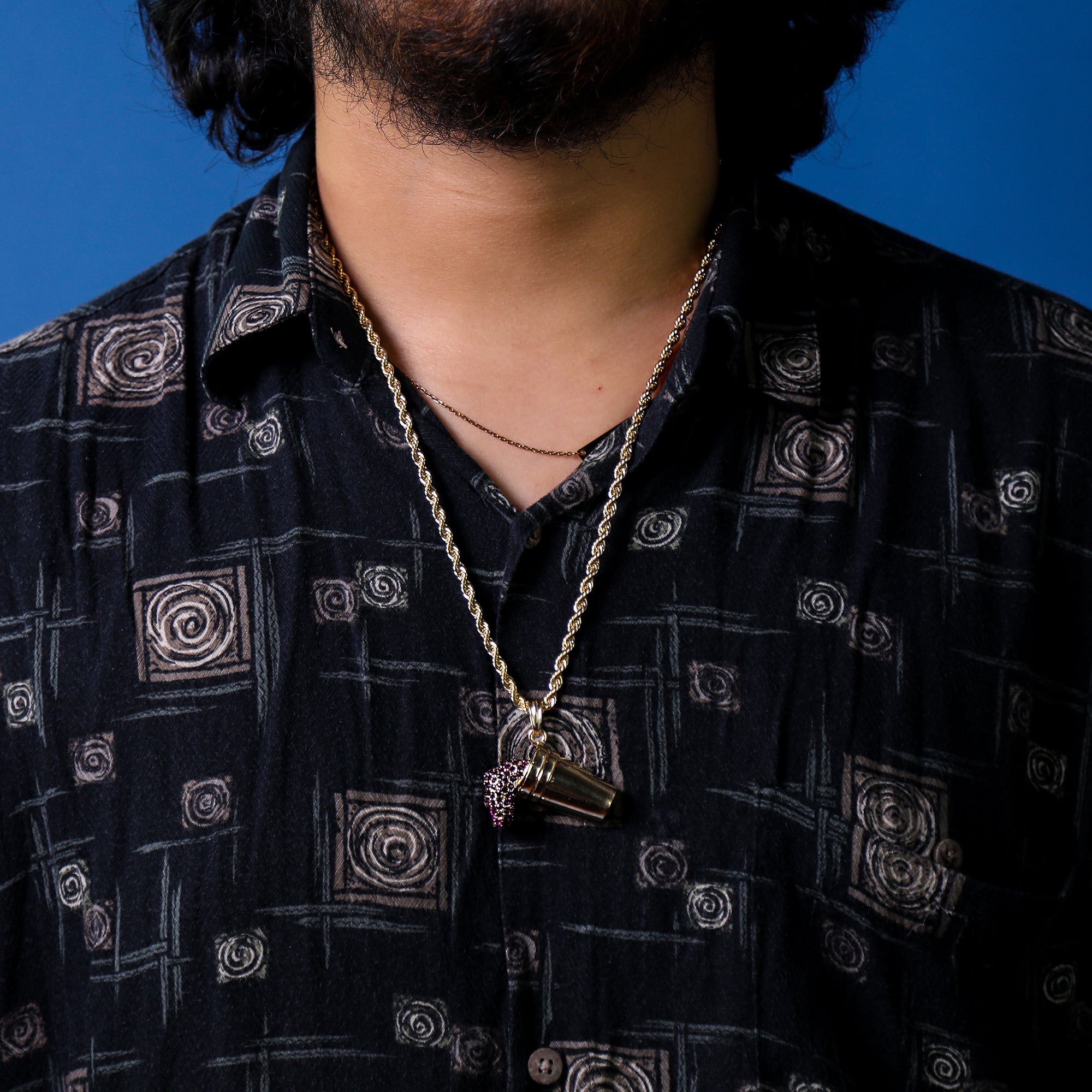Purple Drank Pendant 18K 24" Rope Chain Hip Hop Jewelry