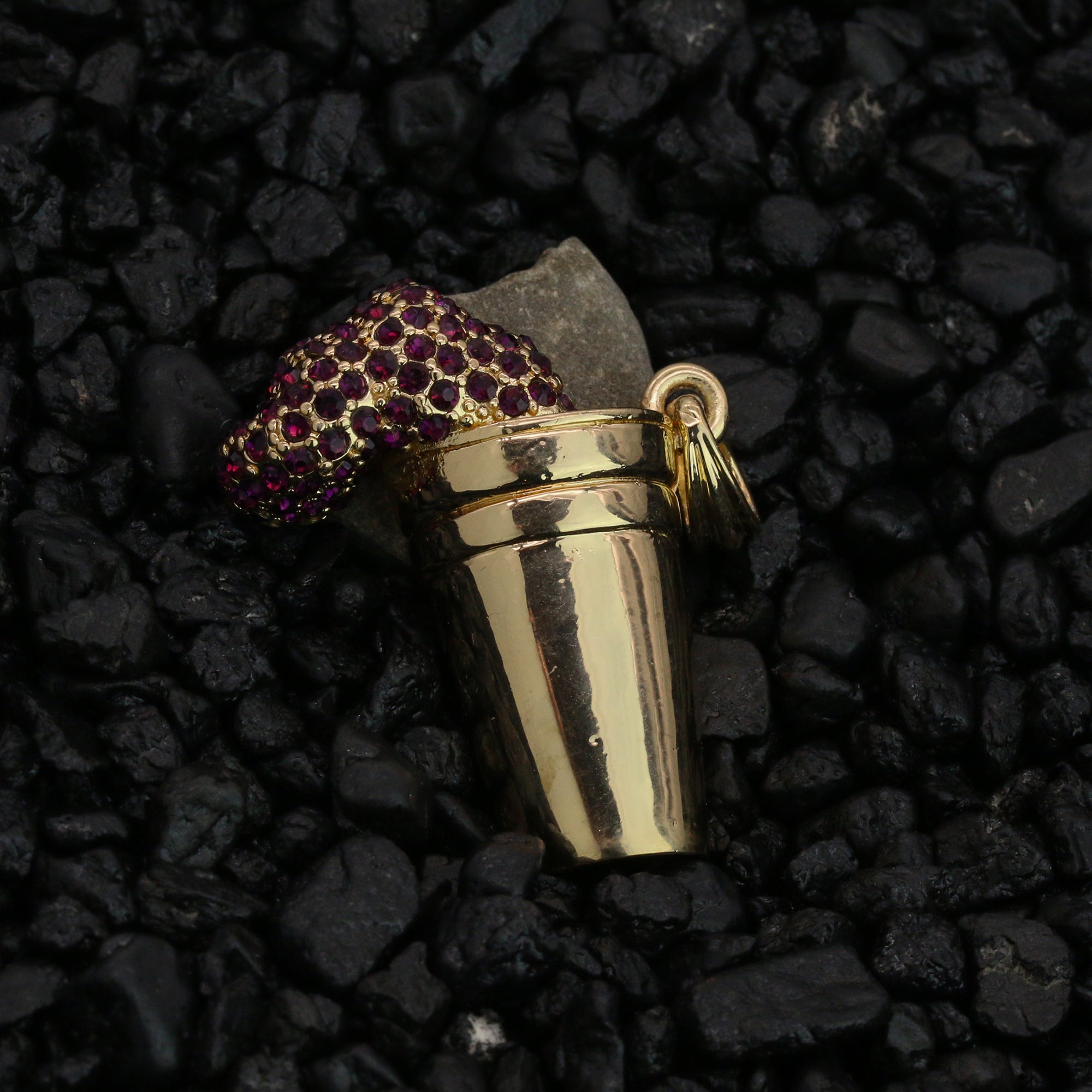 Purple Drank Pendant 18K 24" Rope Chain Hip Hop Jewelry