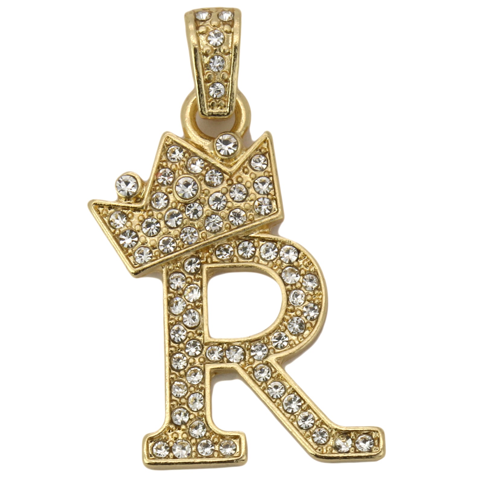 CUBAN CHAIN ALPHABET PENDANT CROWN MINI A-Z