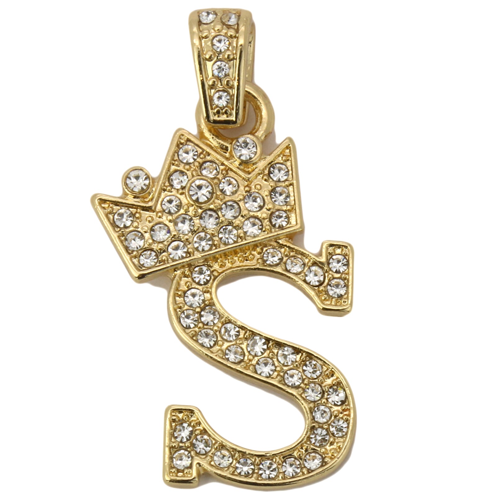 CUBAN CHAIN ALPHABET PENDANT CROWN MINI A-Z