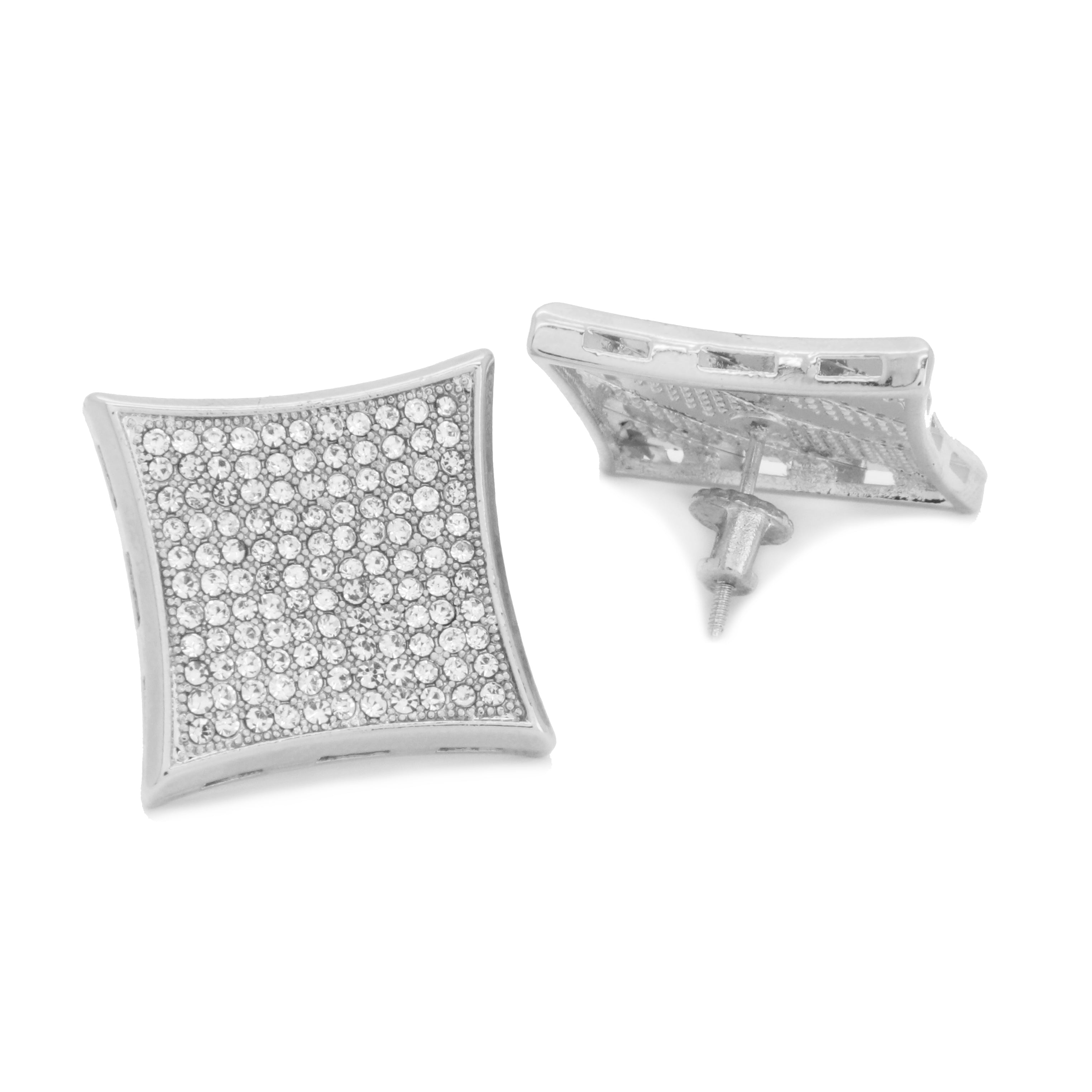 Screw Back Silver Cz 11 Row Kite