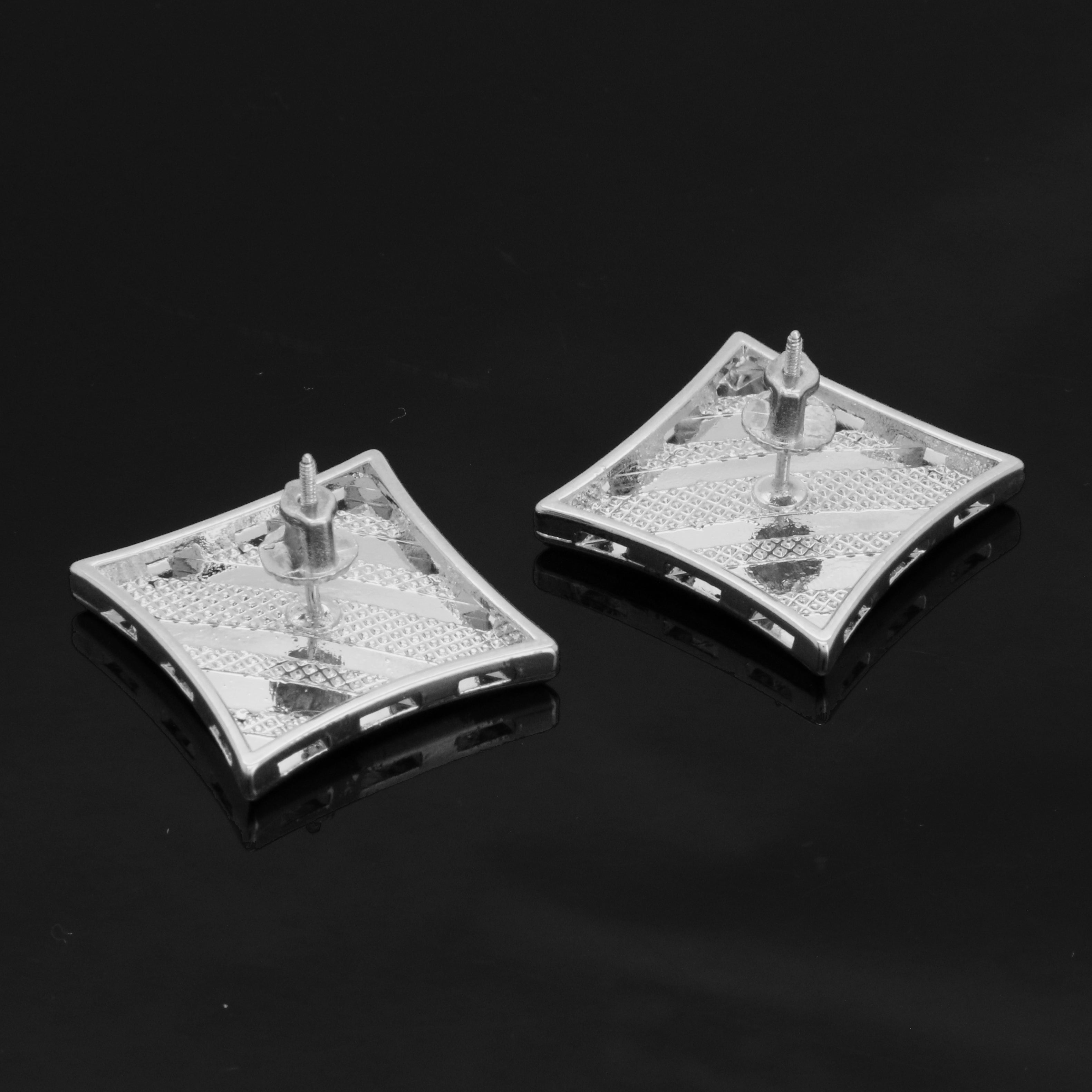 Screw Back Silver Cz 11 Row Kite