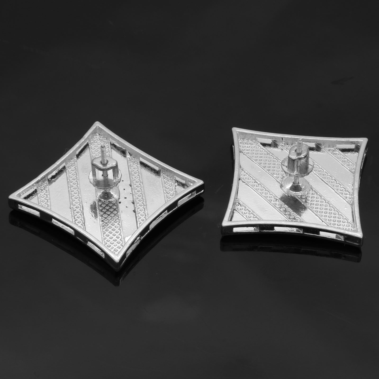 Screw Back Silver Cz 13 Row Kite
