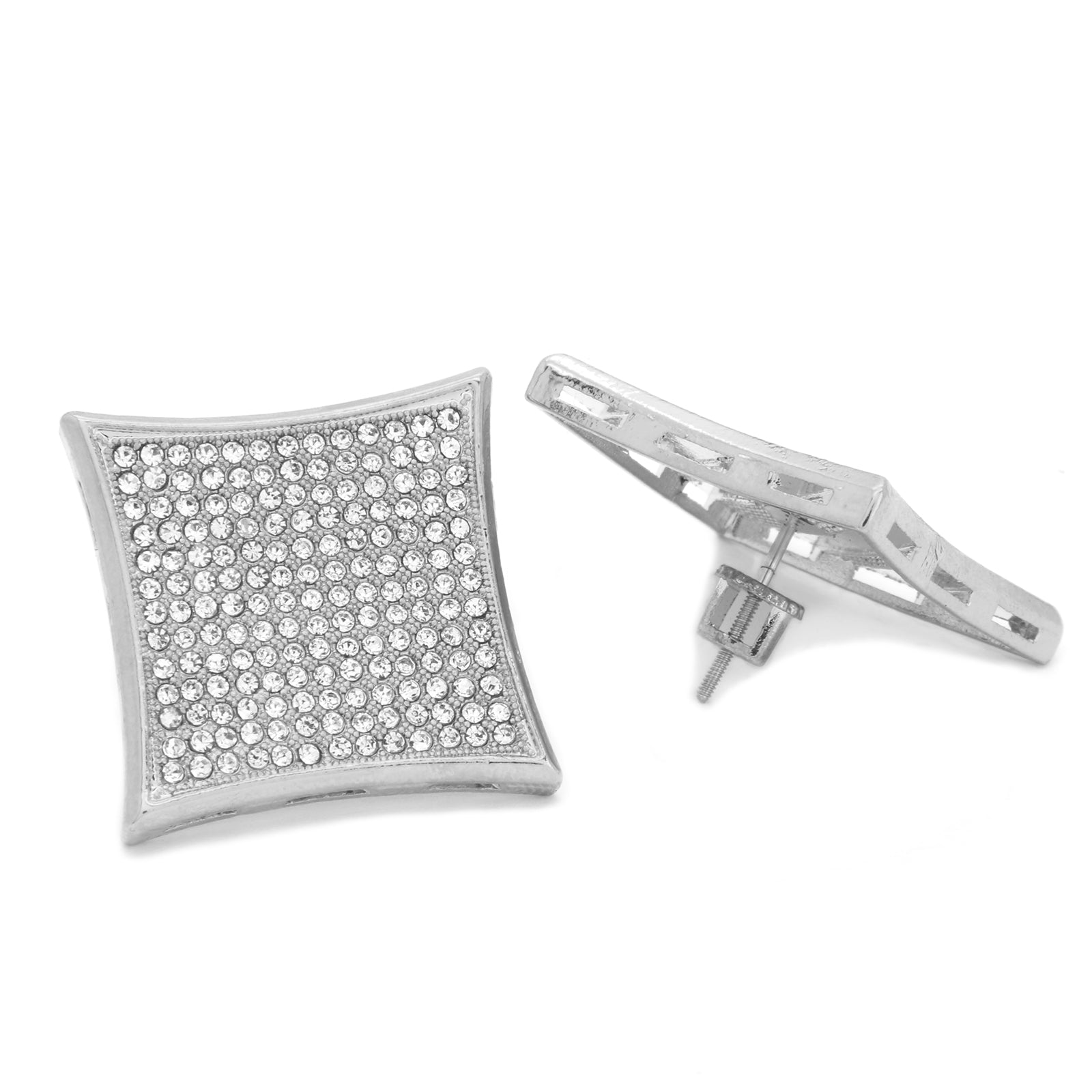 Screw Back Silver Cz 13 Row Kite