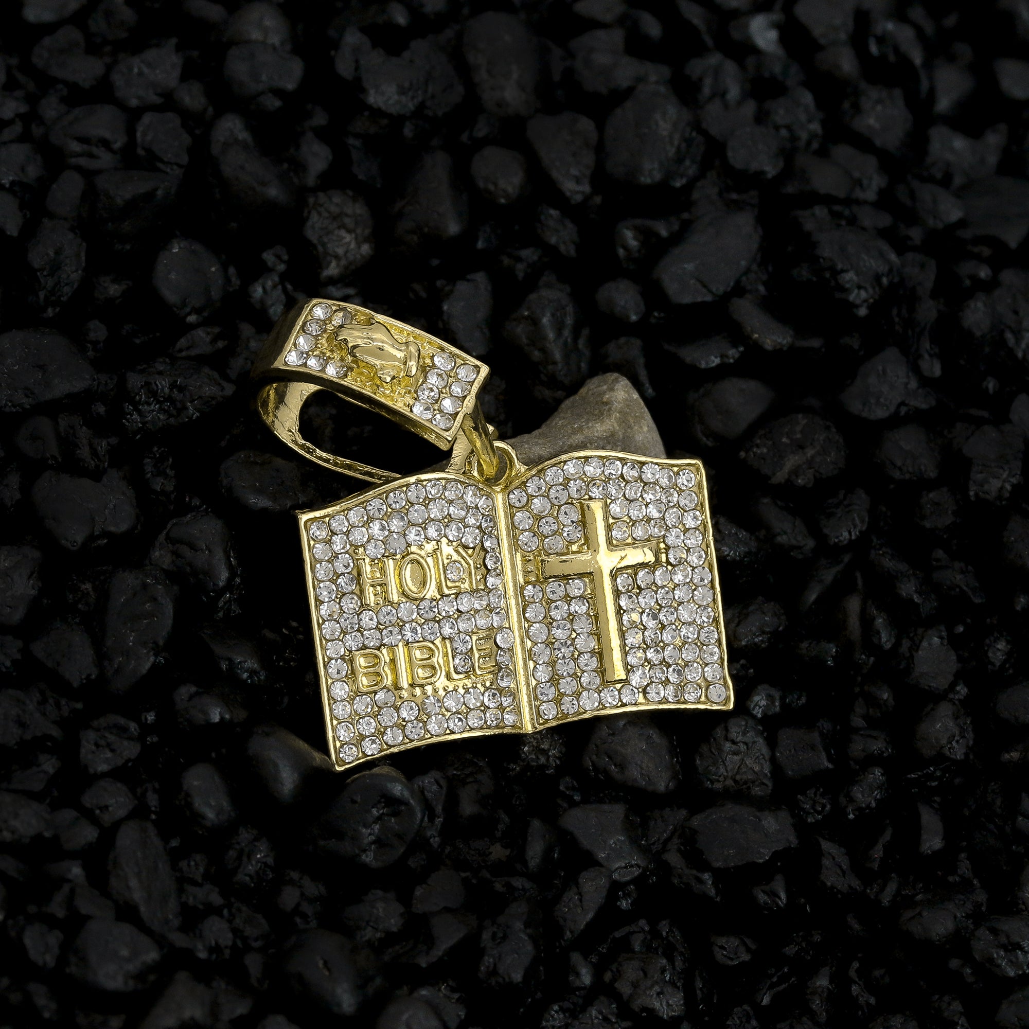 Small Holy Bible Pendant Rope Chain Men's Hip Hop 18k Cz Jewelry Necklace Choker