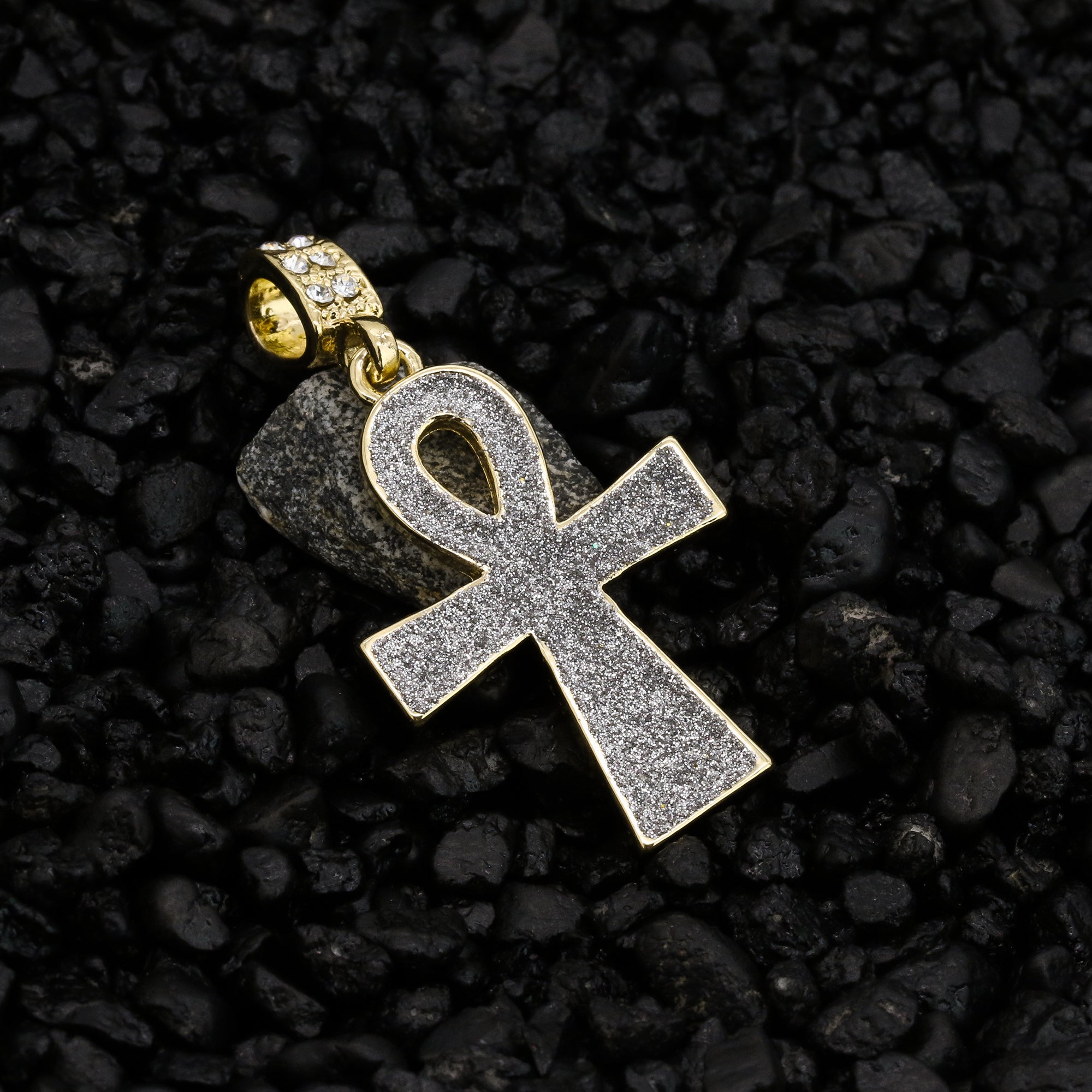 Stardust Ankh Pendant 24" Rope Chain Hip Hop 18k Jewelry
