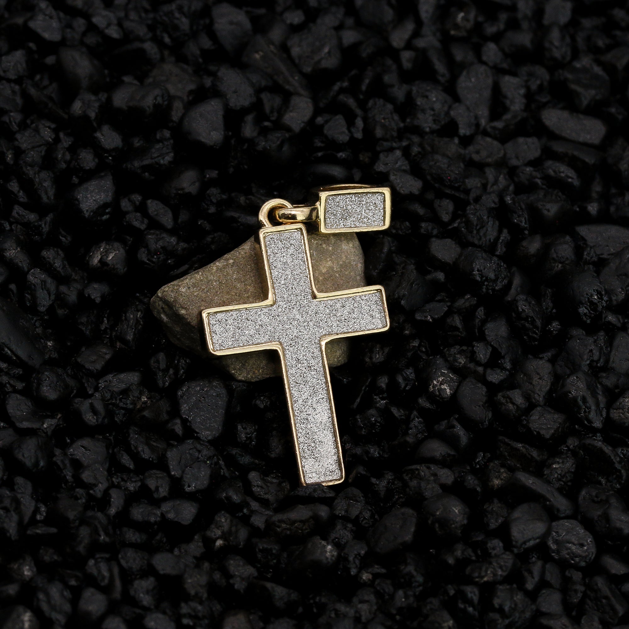 Stardust Cross Pendant 24" Rope Chain Men's Hip Hop Style 18k Jewelry Necklace