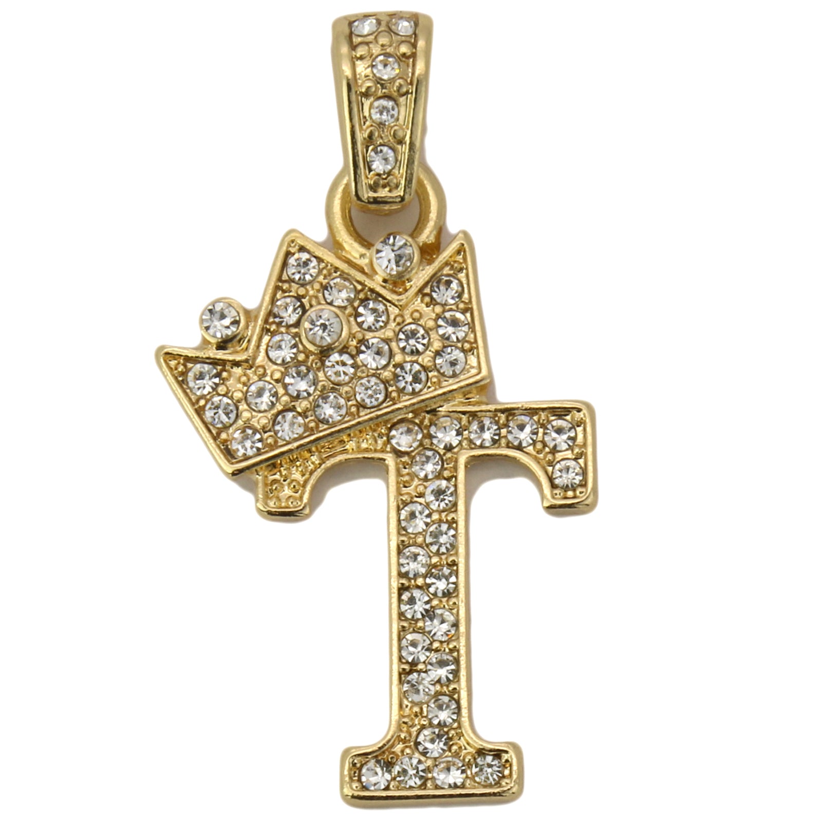 CUBAN CHAIN ALPHABET PENDANT CROWN MINI A-Z