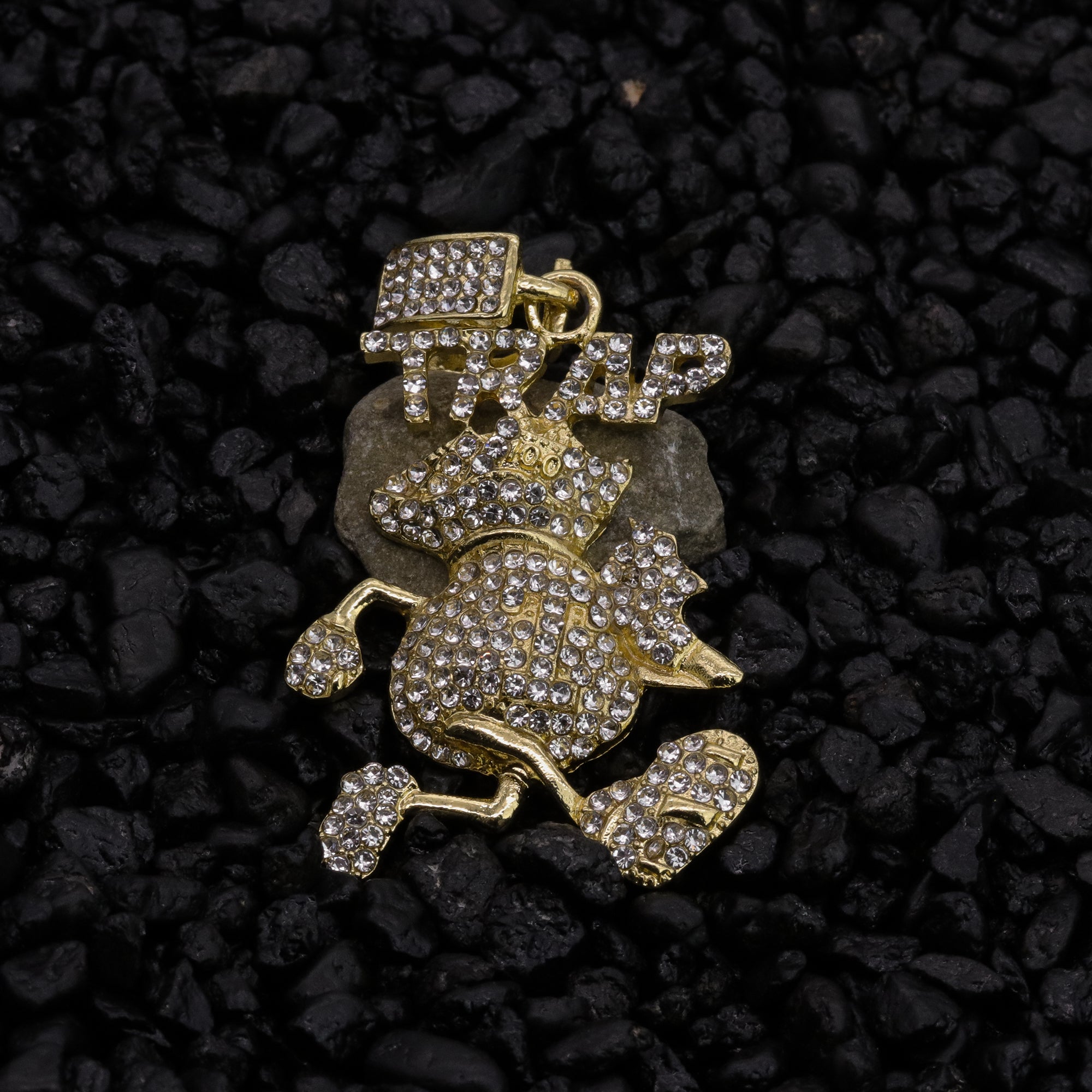 Trap Running Money Bag Pendant 24" Rope Chain Hip Hop Style 18k Gold Plated