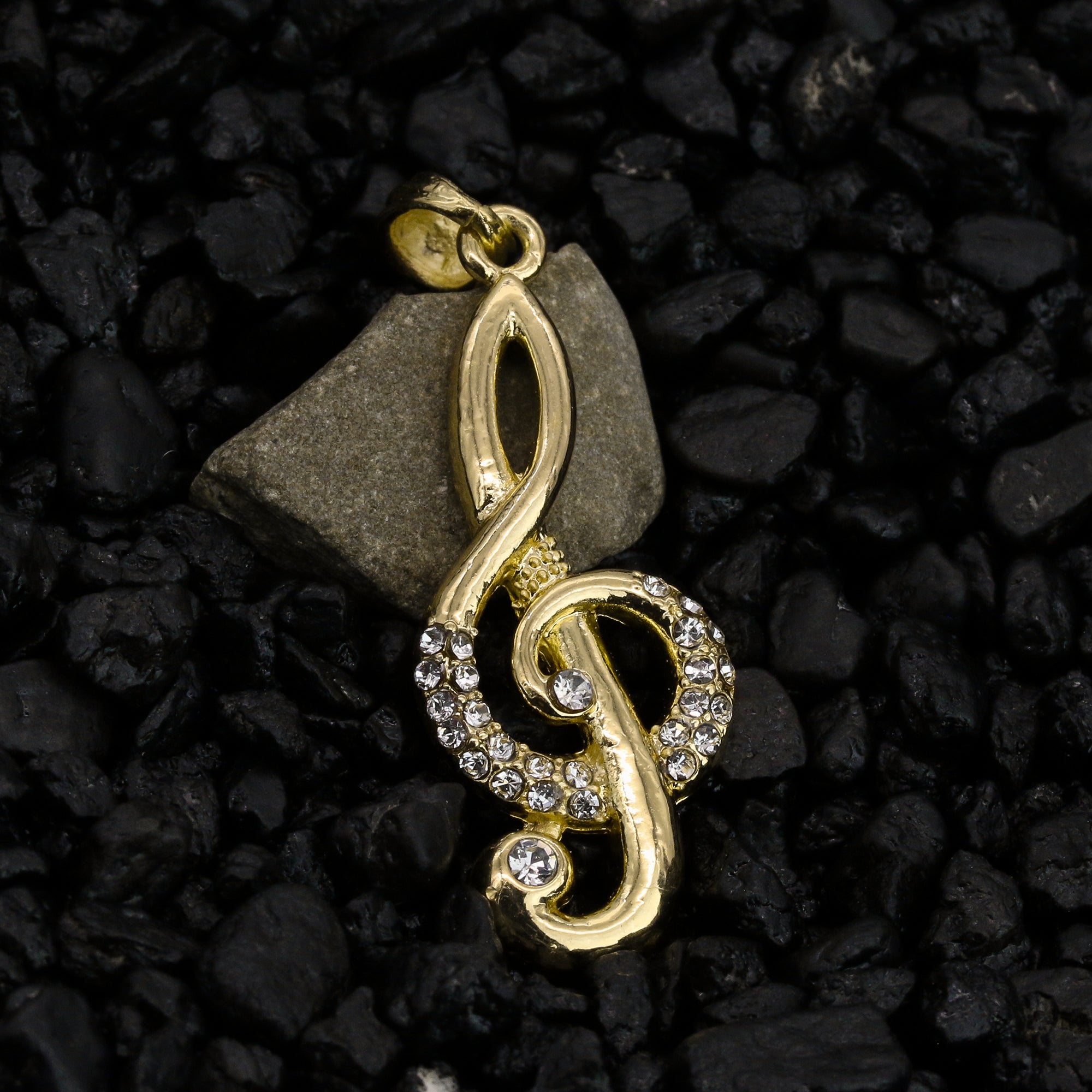 Treble Clef Pendant 24" Rope Chain Hip Hop Style 18k Gold Plated