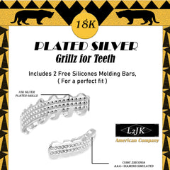 2 ROW 18k WHITE GOLD FULLY ICED TOP & BOTTOM GRILLZ