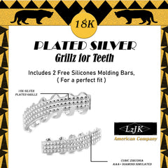 3 ROW 18k WHITE GOLD FULLY ICED TOP & BOTTOM GRILLZ