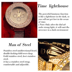 3 Rings Gold/Silver Ice Out Techno KING Watch