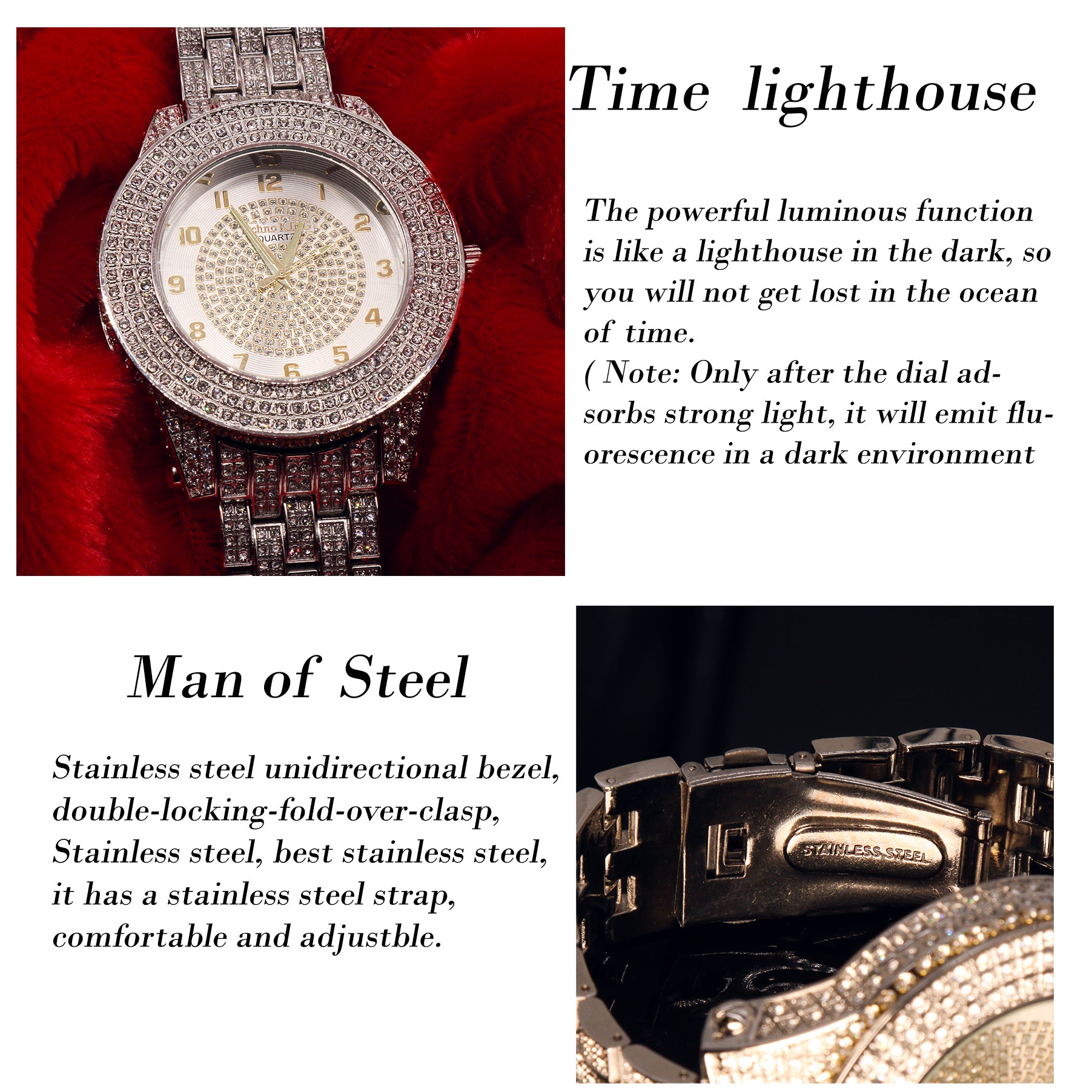 SST1 White Gold Iced Out / Quartz Techno KING Watch