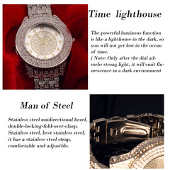 SST1 White Gold Iced Out / Quartz Techno KING Watch