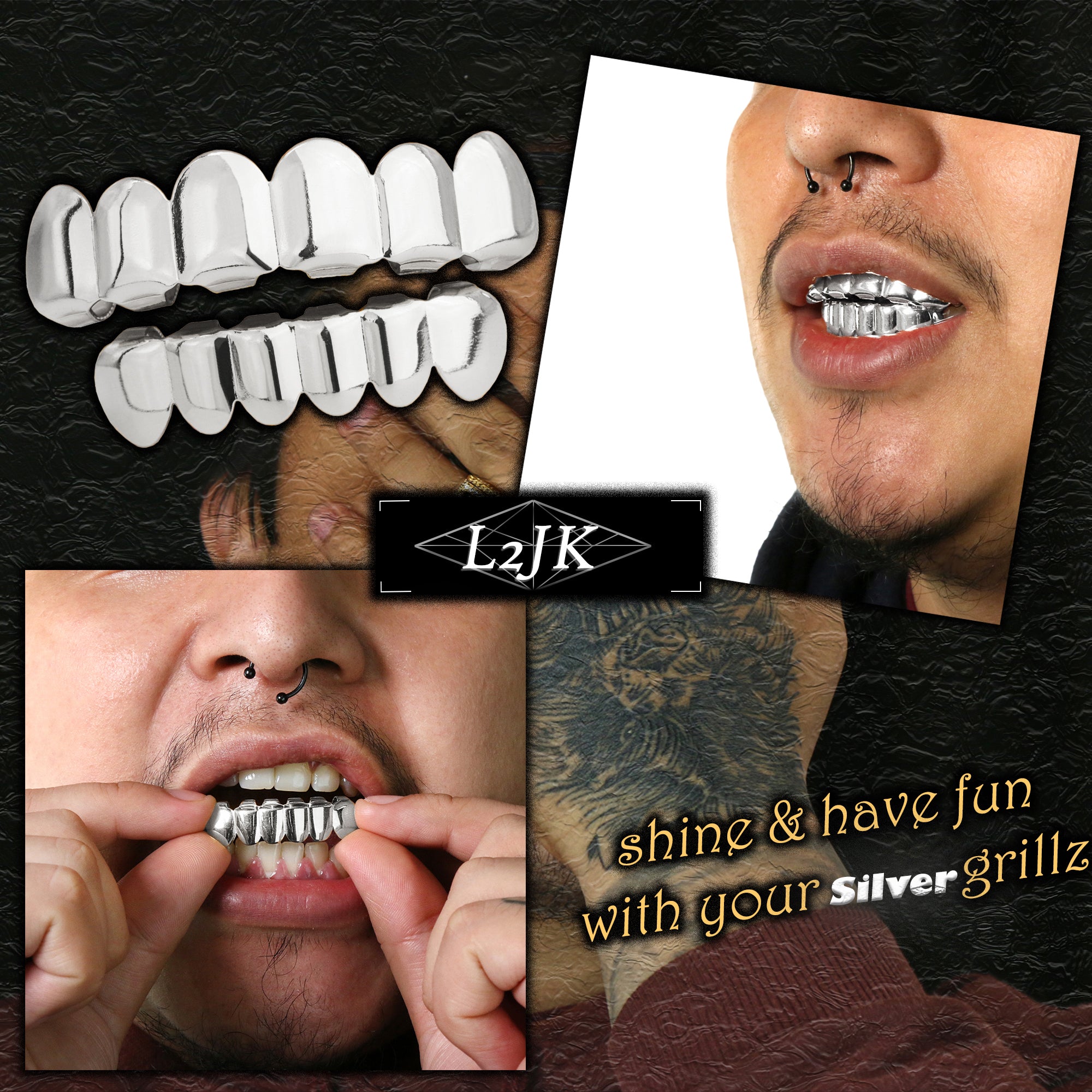 18k WHITE GOLD TOP & BOTTOM PLAIN GRILLZ