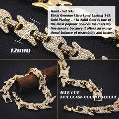 Mariner Spiky BRACELET 14k Gold Plated 12 mm 9"