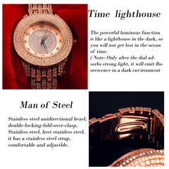 SST1 Rose Gold Iced Out / Quartz Techno KING Watch