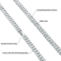White GOLD TENNIS CHAIN 18" 20" 24" 30"