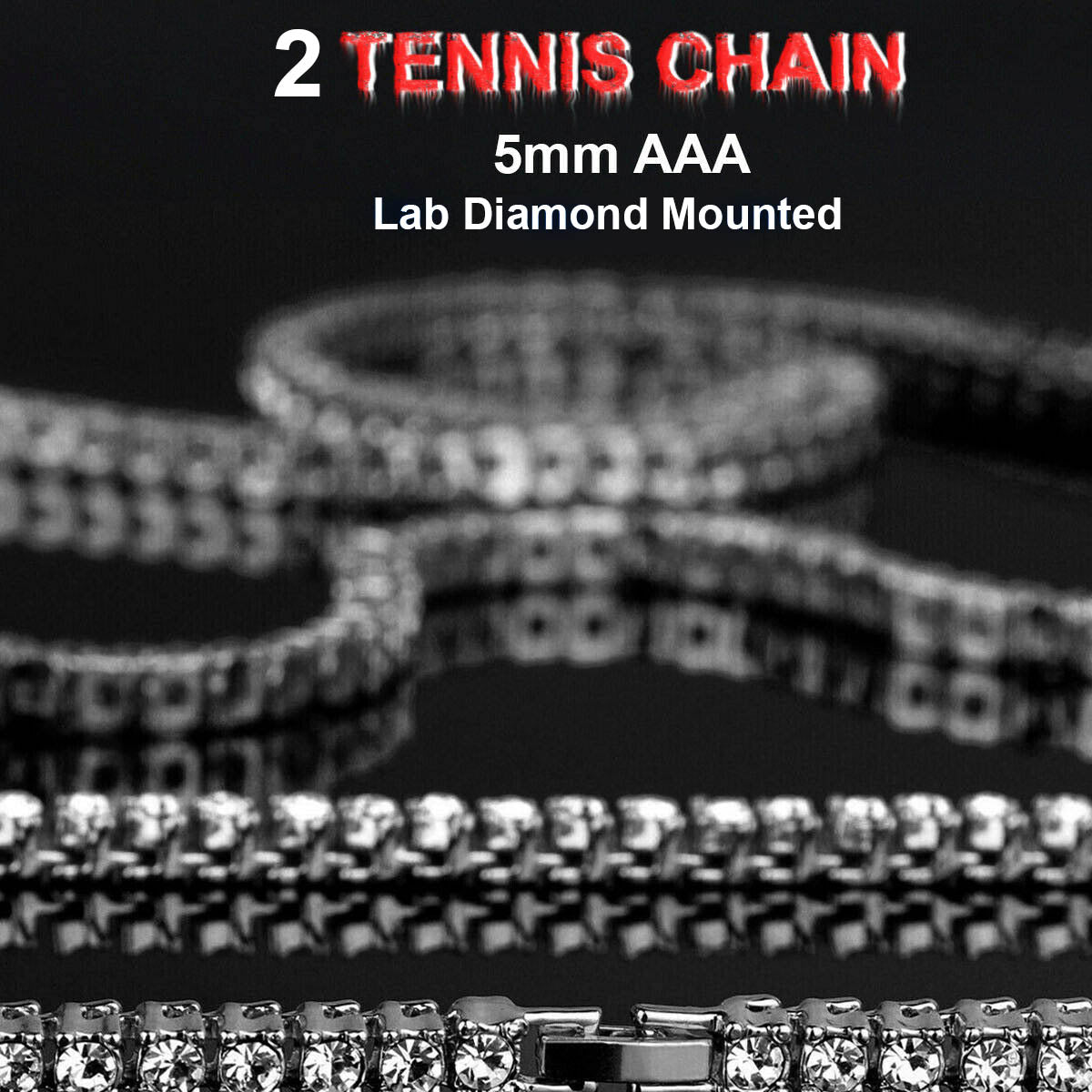 White GOLD TENNIS CHAIN 18" 20" Hand Cuff Pendant Bundle