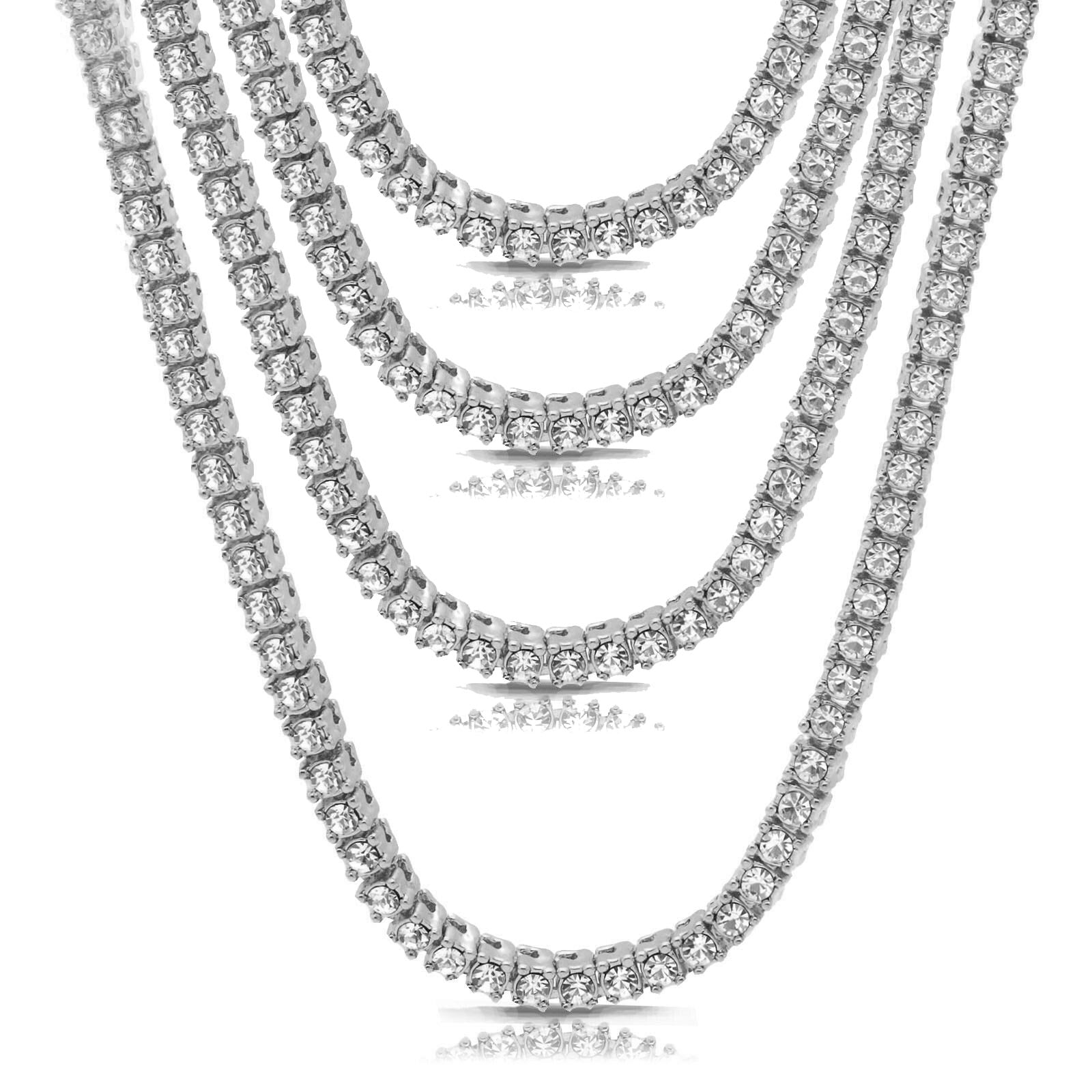 White GOLD TENNIS CHAIN 18" 20" 24" 30"