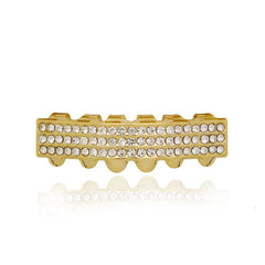 GRILLZ SET GOLD 3 ROW CLEAR