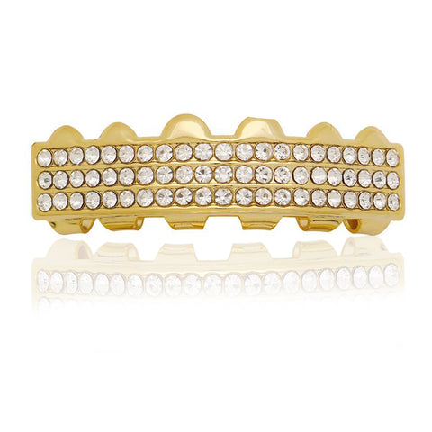 GRILLZ SET GOLD 3 ROW CLEAR