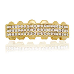 GRILLZ SET GOLD 3 ROW CLEAR