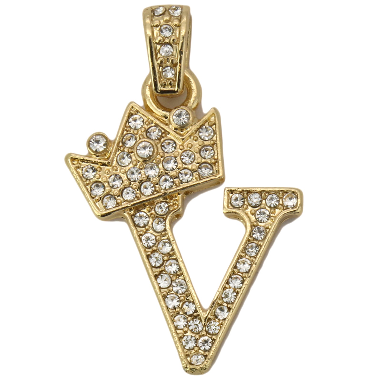 CUBAN CHAIN ALPHABET PENDANT CROWN MINI A-Z