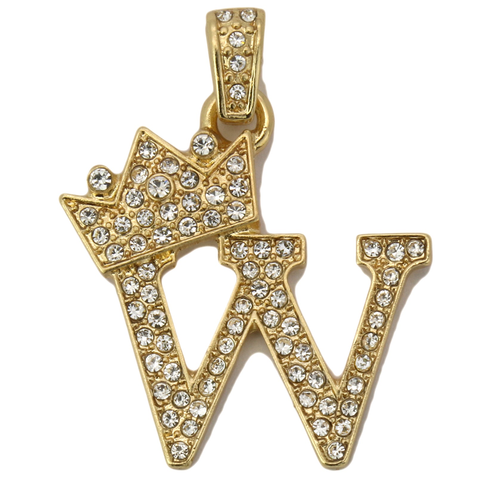 CUBAN CHAIN ALPHABET PENDANT CROWN MINI A-Z