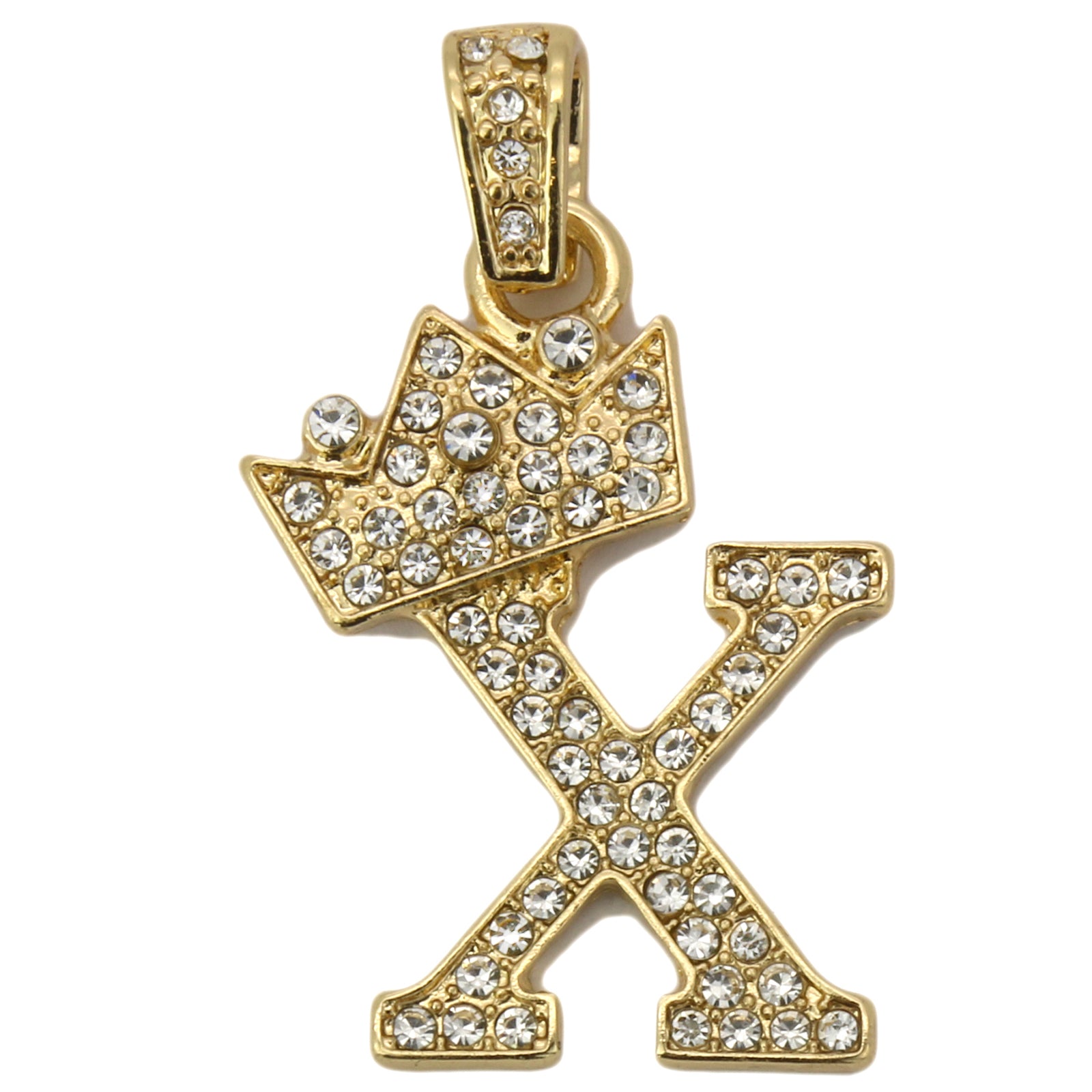 CUBAN CHAIN ALPHABET PENDANT CROWN MINI A-Z