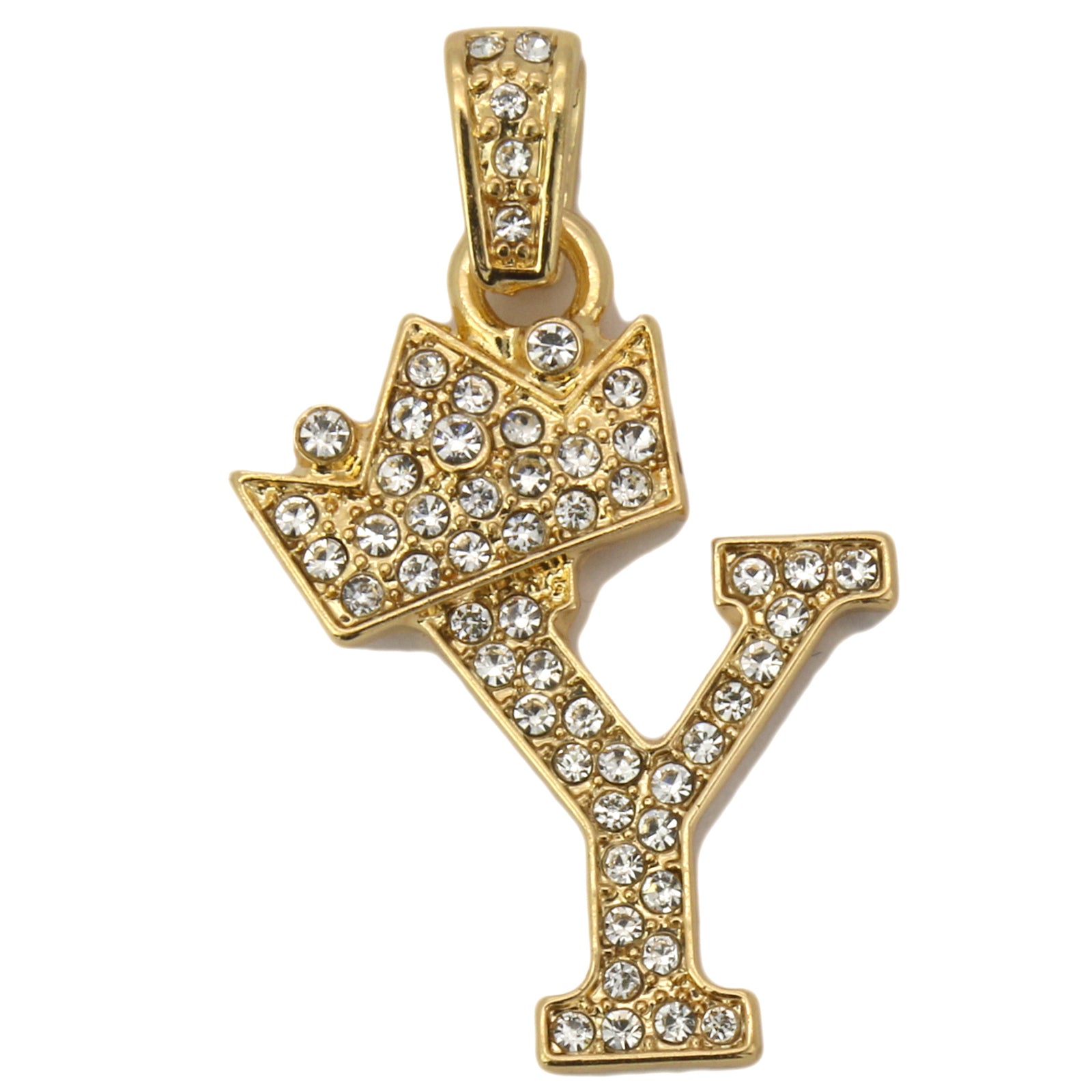 CUBAN CHAIN ALPHABET PENDANT CROWN MINI A-Z
