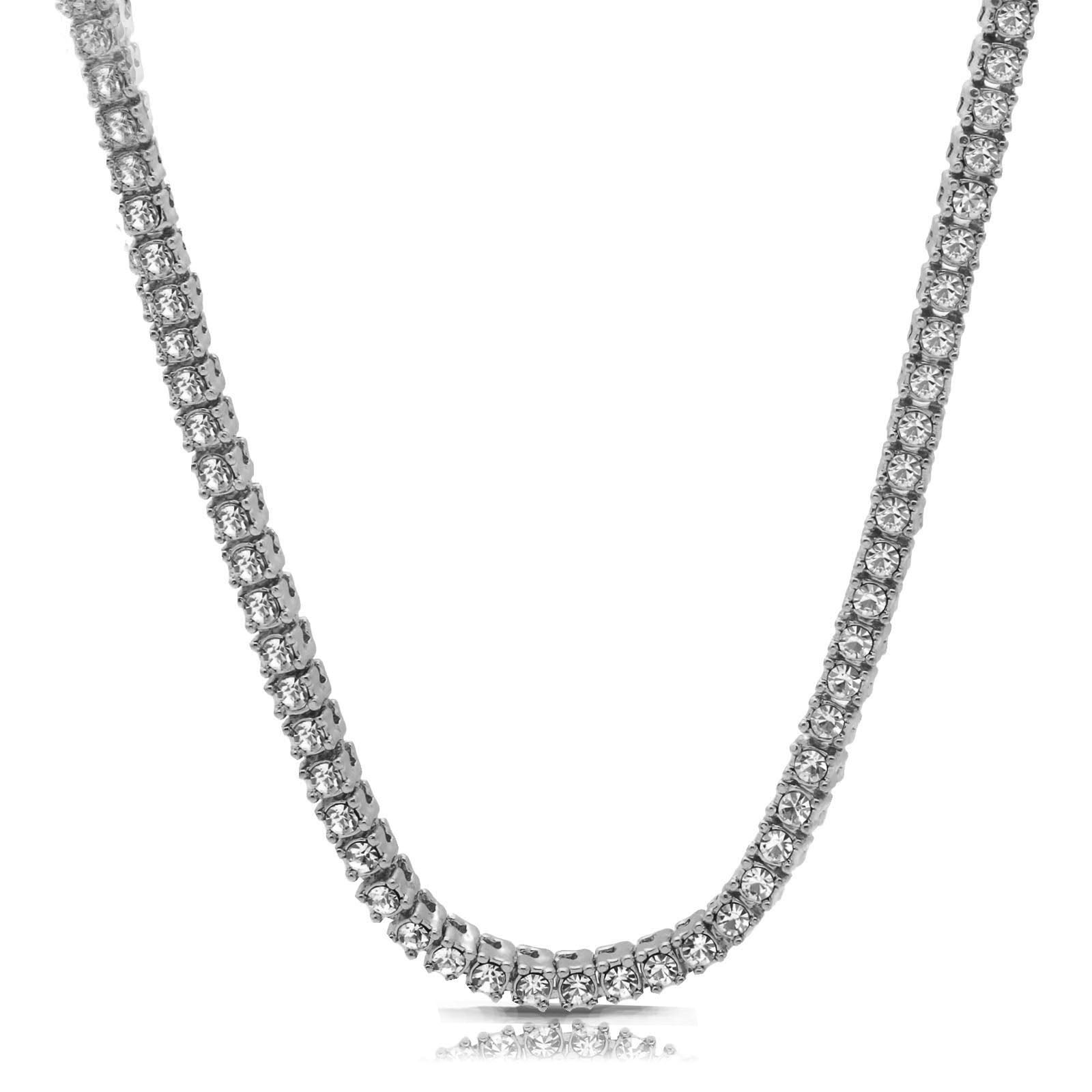 White GOLD TENNIS CHAIN 18" 20" 24" 30"