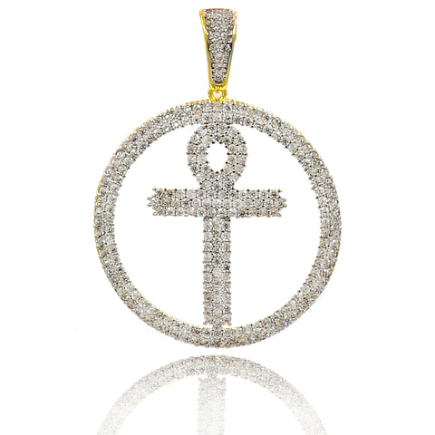 CZ ANKH PENDANT WITH FREE CHAIN AND EARRINGS