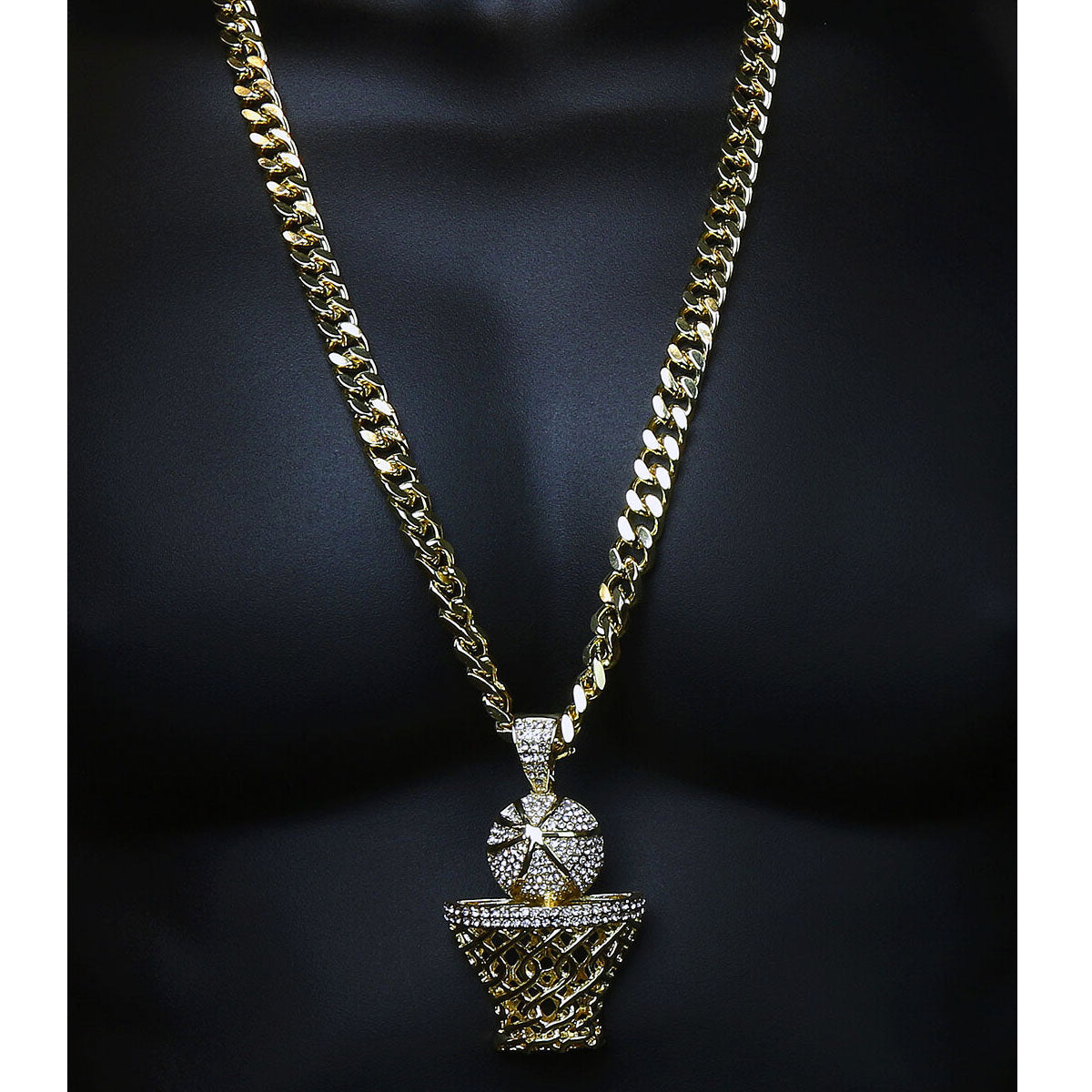 Gold Basketball Pendant Necklace – 10mm Miami Cuban Link Chain (30")