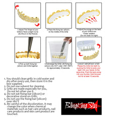 GRILLZ SET GOLD 3 ROW CLEAR BLACK