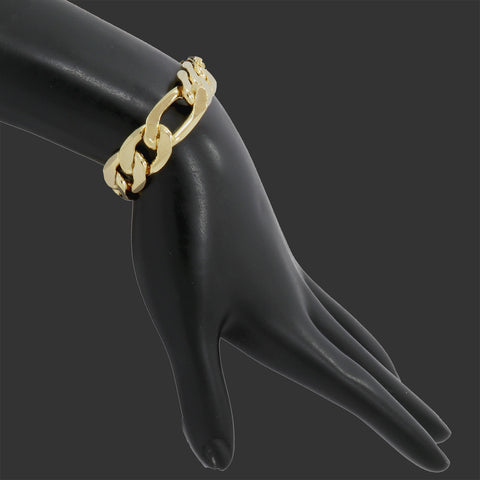 12MM/9"INCHES  14K GOLD FINISH FIGARO LINK BRACELET