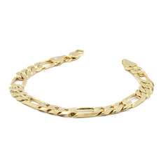 14K GOLD FINISH 8MM/8."INCHES WIDE FIGARO LINK BRACELET