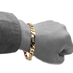 10MM/9" 14K GOLD FINISH WIDE FIGARO LINK BRACELET