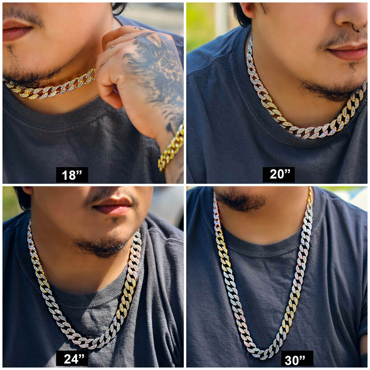 Multicolor Fully Cz Cuban Chain 24" Inches