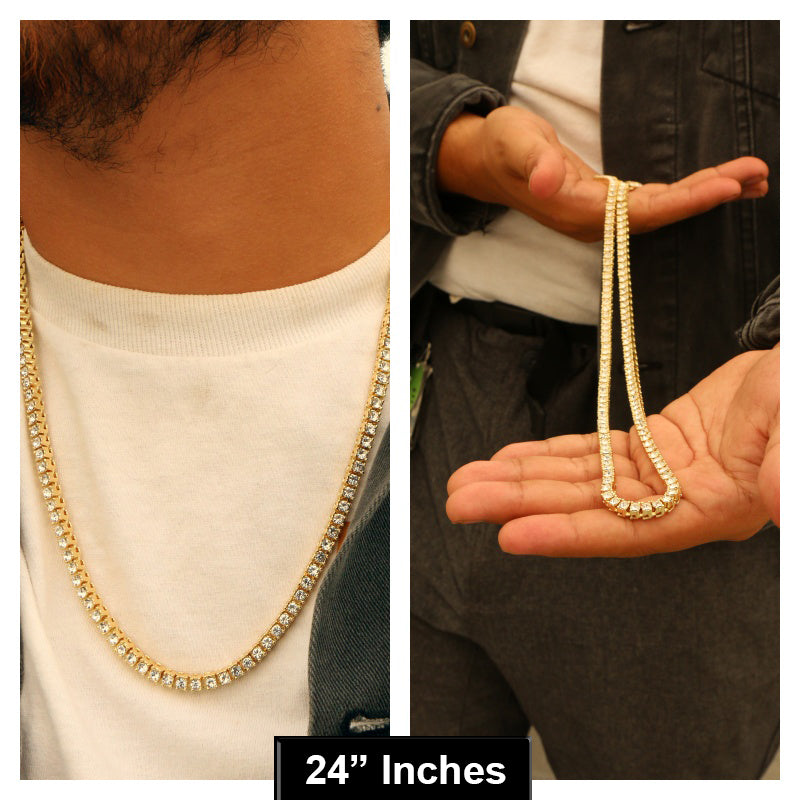 GOLD TENNIS CHAIN 18" 20" 24" 30"
