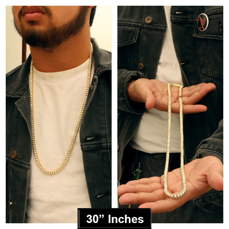 GOLD TENNIS CHAIN 18" 20" 24" 30"