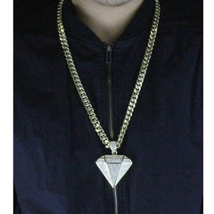 Gold Round Diamond NECKLACE 10mm Miami Cuban Link Chain – Iced Out Gold Pendant Necklace